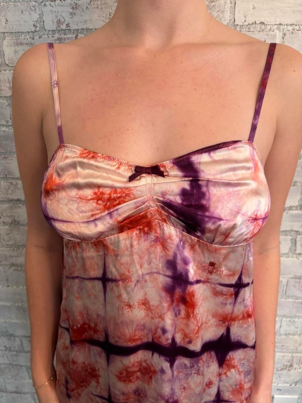 Vintage 90s Women's Pink Tie-Dye Slip Dress - Picture 4 of 6